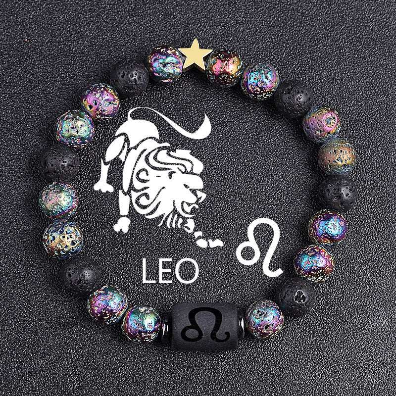 Twelve Constellation Natural Stone Beaded Bracelet