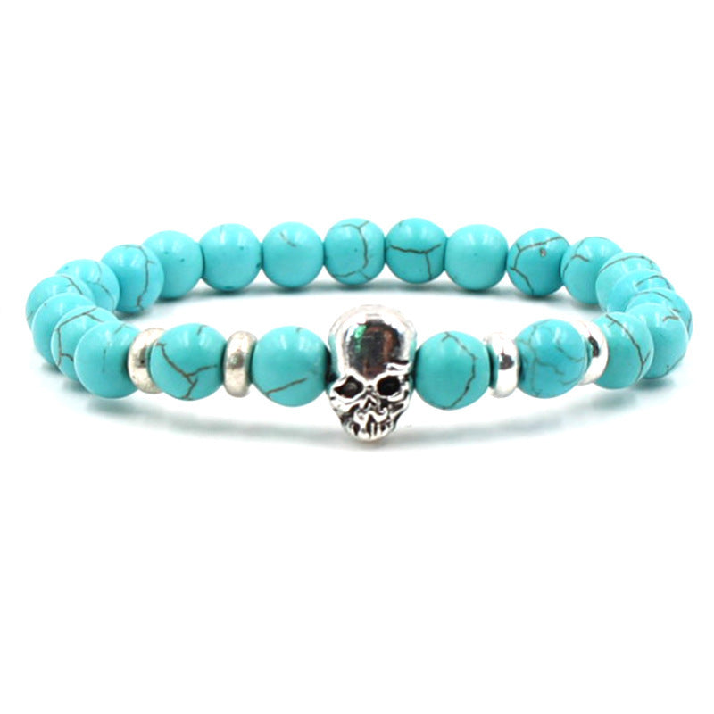 Natural White Turquoise & Agate Stone Stretch Bracelet