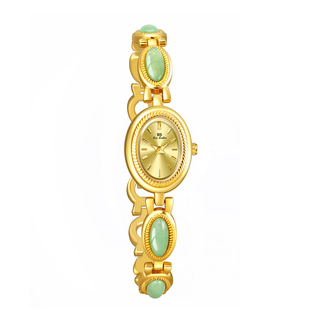 Women’s luxury gemstone timepiece with Hetian jade and Dongling stone design