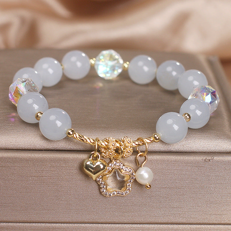 Elegant love gemstone bracelet with smooth natural stone beads