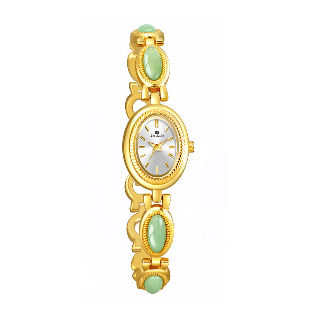 Luxury gemstone watch for women with jade and Dongling stone elements